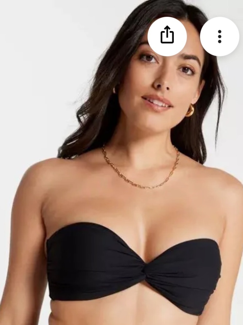 Calia Twisted Bandeau Bikini Top Black NWT Small Strapless